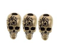 KONTONTY 3 Pièces Perles DIY Collier Vintage Laiton Charms Araignée et Crâne Rétro Perles à Trou Large pour Fabrication Bijoux et Bracelets Personnalisés