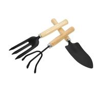 KONTONTY 3 Pièces Set Mini Outils de Jardinage pour Garçon et Filles avec Manche en Bois, Pelle et Râteau Multifonction Confortables pour Jardinage Extérieur et Plantes
