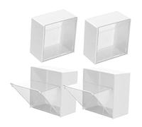 KONTONTY 4 pièces Boîtes de Rangement Murales Boîtes de Stockage Cosmétiques Poussière Organisateur Mural Pratique pour et Maquillage Blanc