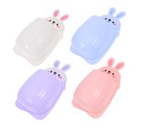 KONTONTY 4 pièces Étagère Murale Mignonne Forme de Lapin Organisateur de Salle de Bain sans Perçage Bleu Rose Blanc pour Cuisine et Rangement Multifonctionnel Décoratif
