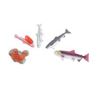 KONTONTY 4 pièces Figurines Réalistes de Saumon pour Garçon Fille Modèles Éducatifs de Cycle de Vie Jouets Cognitifs Durables et Sécurisés pour Apprentissage Aquatique Couleur Aléatoire