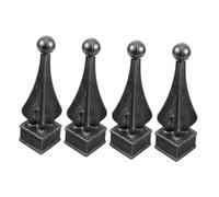 KONTONTY 4 Pièces Finials de Clôture Décoratifs pour Jardin et Patio Accessoires de Clôture à Souder Pointes de Poteaux Noir Protection et Sécurité Cour