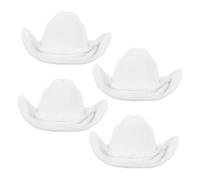 KONTONTY 4 Pièces Mini Western Cowboy Hats Set Lightweight Flocked Tiny Cute Doll Accessories for DIY Crafts and Party Decorations