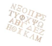 KONTONTY 48 Pièces Lettre d'apprentissage en Bois pièce tuiles de Lettre Apprentissage des Jouets éducatifs Lettres Jouets grecs décorations de fête Timbres pour la Classe Beige