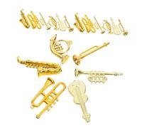 KONTONTY 48 Pièces Petit Pendentif D'instruments De Musique Porte-clés Mini Instrument De Musique Instrument De Musique Miniature Mini Trompette Golden Plastique