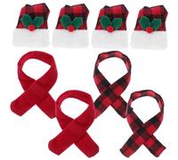 KONTONTY 4ensembles Housses De Bouteilles De Noël à Carreaux De Buffle Mini Chapeaux Et Écharpes pour Bouteilles De Vin Décorations De Fête De