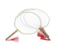 KONTONTY 4pièces Éventails Vierges à Main Éventails Ronds Vierges Pour Peinture Des Garçon Fille à Palette De Style Chinois Avec Long Manche Pour Projets Artistiques Et Activités
