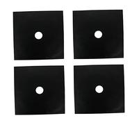 KONTONTY 4pièces Tapis De Cuisson Anti-adhésif Réutilisable pour Cuisinière Gaz Protège-brûleurs Résistant à Lot de Tapis Noirs Ajustables avec Central