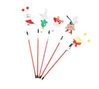 KONTONTY 5 Pièces Bâtonnets à Taquiner pour Chats, Jouets Interactifs | Plastique et Peluche à Plumage, Formes Père Noël Sapin Botte Renne Cloche, pour Chat