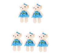 KONTONTY 5 Pièces Ours De Mariage Mini Peluches Pendentif Ours Suspendre des Mini Figurines d'ours Figurines d'ours Portables Accrocher De Petits Bleu Peluche