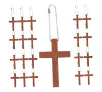 KONTONTY 50 Pièces Pendentif croix en bois pour centres de table croix en bois en vrac Brown