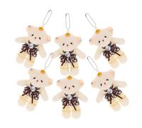 KONTONTY 6 Pièces Mini Ours Peluche Diy Pendentifs pour Clés et Sacs Accessoires de Bouquet de Mariage Peluche Cartoon