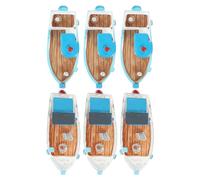 KONTONTY 6 Pièces Miniature Boat Set Mediterranean Style Resin Fishing Boats Handpainted Ocean Figurines for Nautical Home Decor and Tabletop Landscape