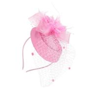 KONTONTY Bandeau à Cheveux Bibi Rose Léger et Respirant en Plume et Mesh, Petit Chapeau Vintage Élégant pour Décoration de Mariage et Fête