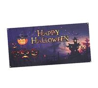 KONTONTY Bannière Halloween Décorative Toile avec Citrouille Et Lune Décoration De Photo De Fête pour Célébrations Et Événements