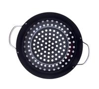 KONTONTY Barbecue Plate Non-Stick Grill Pan with Handle Perforated Roast Pan for Meat Vegetables Fish and Shrimp Practical Outdoor Cooking Accessory