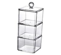 KONTONTY Boîte pour Cotons-tiges Transparente Boîte Carrée De Rangement pour Cure-Dents Couvercle