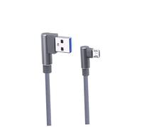 KONTONTY Câble Micro USB Coudé 90° Tressé 1 Mètre pour Téléphone Portable, Design Compact, Charge Rapide et Synchronisation, Utilisation Quotidienne, Couleur Gris