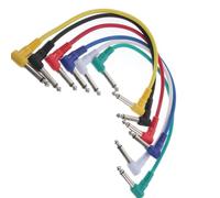 KONTONTY Câbles de patch pour guitare électrique lot de 6, câble droit 30 cm, conductivité sub-blindée, connecteur jack mâle coudé 6,35 mm, adapté pour pédale d'effet en Couleur Aléatoire