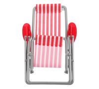 KONTONTY Chaise de Plage Miniature Pliable pour Maison de Poupée, Modèle Mini en Plastique et Tissu, Chaise Longue Rouge Rayée pour Micro-Paysage et Décoration D’intérieur, Accessoire