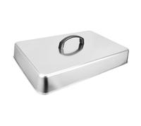 KONTONTY Cloche Alimentaire Rectangulaire En Acier Inoxydable 43,5x28,3 Cm Pour Plaque De Cuisson Et Barbecue, Couvercle Vapeur Robuste Fondre Le Fromage, Design Isolant Thermique Et Aromatique