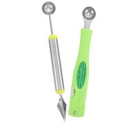 KONTONTY Cuillère à Billes de Melon Acier Inoxydable 2 Pcs, Conception Trois-en-un avec Cuillère, Ramasseur et Fourchette, Usage Polyvalent pour Bar ou Bureau