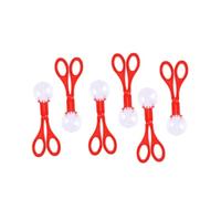 KONTONTY Ensemble de 6 Ciseaux de Réception Rouges 17,5 Cm pour Garçon et Filles, Pinces de Sécurité pour Attraper Insectes, Jouets Extérieur Éducatifs pour Découverte Nature et