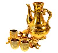 KONTONTY Ensemble de Coupe D’offrande et Bouilloire à Vin en Plastique Or | Style Rétro Classique, Finition Soignée, Usage Quotidien à Maison, pour Autel Domestique, Thé ou Eau Bénite