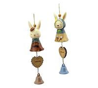 KONTONTY Ensemble De Pendentifs Carillons Éoliens en Résine Et Fer Ornements Décoratifs en Forme De Lapin pour Jardin