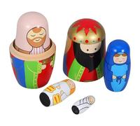 KONTONTY Ensemble de Poupées Russes Gigognes en Bois Peintes la Main, Fait Main pour Garçon et Filles, Présent d'anniversaire, Décor Culturel Vert Émeraude, Développement Motricité Fine