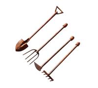 KONTONTY Ensemble Mini Outils De Jardin en Métal Vintage pour Décoration De Micro-Paysage, 4 Pièces, Décoration De Jardin Féerique, Accessoires Miniatures Polyvalents en Alliage De Zinc