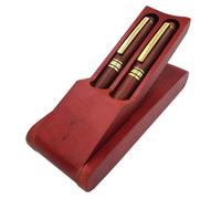 KONTONTY Ensemble Stylo Plume et Stylo à Bille Rouge en Bois Rouge Foncé 3 Pièces Boîte à Compacte pour Bureau et Voyage Coffret Rangement Élégant pour Homme D’Affaires Étui à