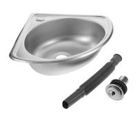 KONTONTY Évier la Cuisine pour Camping-Car, Simple Cuve en Acier Inoxydable | Montage Rapide, Angle Compact, Usage Extérieur, pour Fruits et Mains, Style Sobre et Moderne