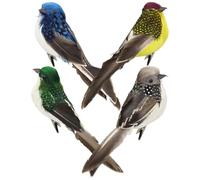 KONTONTY Figurines Doiseaux De Jardin 4 Pièces Plumage Artificiel Oiseau Décor Oiseaux En Mousse Pour La Décoration