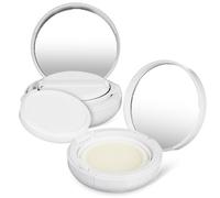 KONTONTY Fond de teint compact Cushion Foundation, boîtiers ronds 7,2 cm en plastique blanc, lot de 2 avec miroir, résistants aux dommages, parfaits pour poudre et highlighter en voyage