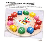 KONTONTY Horloge Éducative Bois avec Motif Puzzle Formes pour Garçon Fille Ans Apprentissage et Reconnaissance des Couleurs