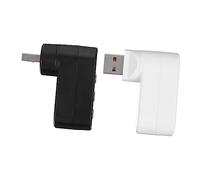 KONTONTY Hub USB 2.0 en Plastique 3 Ports Rotatif pour Ordinateur Portable, Adaptateur USB à Haute Vitesse, Extension Multitâche pour PC et Périphériques, Noir et Blanc, 2 Pièces