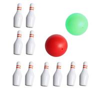 KONTONTY Jeu de Bowling Miniature pour Maison de Poupée 12 Pièces Quilles et Boule Réalistes en Plastique Décoration de Maison de Poupée Jeu de Bowling de Bureau Compact et Ludique