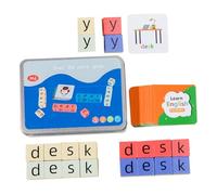 KONTONTY Jeu Éducatif de Mots pour Garçon Fille Blocs Alphabet Grands et Cartes Images Apprentissage Orthographe Anglais Sécurisé Coffret Jeu de Lettres Puzzle