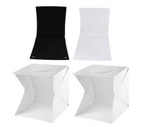 KONTONTY Kit Boîte à Lumière Photo Portable avec LED Intégrées et Fonds Noir Blanc pour Bijoux Électronique et Cosmétiques Tente Photographie Miniature pour Débutants et