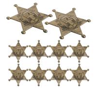 KONTONTY Lot de 10 Badges Western en Plastique Style Cowboy Étoiles Hexagonales Dorées Anciennes Accessoires Photo Cowboy pour Fête à Thème Costume Garçon Décoration Anniversaire