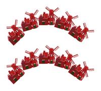 KONTONTY Lot de 10 Miniatures de Jardin Moulins à Vent Rouges, Modèles Plastiques Réalistes de Maisons de Ferme, Accessoires Féeriques pour Décorations de Mini Chalets et Jardins Enchantés