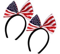 KONTONTY Lot de 2 Bandeaux pour Cheveux Drapeau Américain, Accessoire Coiffure Patriotique en Tissu Souple, Taille Unique, pour Fête de L'indépendance, Memorial Day et Cosplay, Décoration