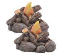 KONTONTY Lot De 2 Mini-Feux De en Résine Décoration D'Extérieur pour Jardin Maison Aménagement Paysager
