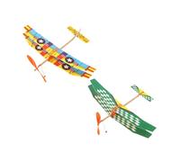 KONTONTY Lot de 2 Modèles D’Avions Planeurs à Double Aile Propulsion Élastique Fuselage en Plastique Léger et Motifs Imprimés Uniques Jouets Éducatifs pour Garçon et Filles pour Jeux