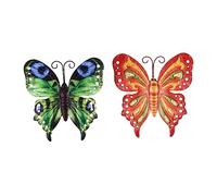 KONTONTY Lot de 2 Papillons en Fer, Décoration Murale Suspendue Vert, Style Simple, pour Maison, Jardin et Présent