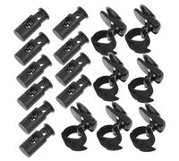 KONTONTY Lot de 20 Pinces À Ressort en Métal pour Mât De Drapeau De Jardin Mini Porte-Drapeau Loquet À Bascule Crochet Magnétique Petite Pince Moraillon en Plastique Noir