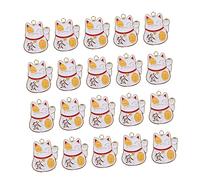 KONTONTY Lot de 20 Porte-clés Chat Dessin Animé Blancs, Pendentifs Décoratifs Diy, Accessoires Artisanaux pour Création Bijoux, Présent Symbolique Richesse, Décoration Personnalisée