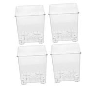 KONTONTY Lot de 4 Pots de Pépinière en Acrylique Transparent pour Orchidées Rétention d'eau et Inspection Facile des Racines, pour Plantes D'intérieur