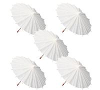 KONTONTY Lot de 5 Parapluies en Papier Huilé Vierge 20 CM Parasol Blanc pour Peinture Manuelle Accessoires Bricolage Artistique pour Garçon et Filles Décoration Mariage et Photographie